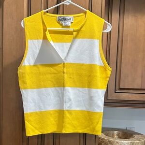 Carlisle Yellow and White Striped Sleeveless Knit Top